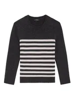 Striped Shrunken Crewneck Sweater