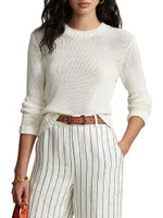 Cotton Shaker-Stitch Sweater