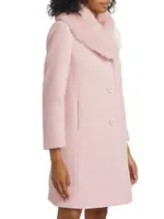 Mainline Faux Fur Collar Wool Coat