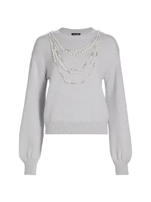 Mainline Faux Pearl & Crystal-Embellished Wool Sweater