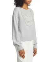 Mainline Faux Pearl & Crystal-Embellished Wool Sweater