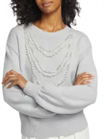 Mainline Faux Pearl & Crystal-Embellished Wool Sweater