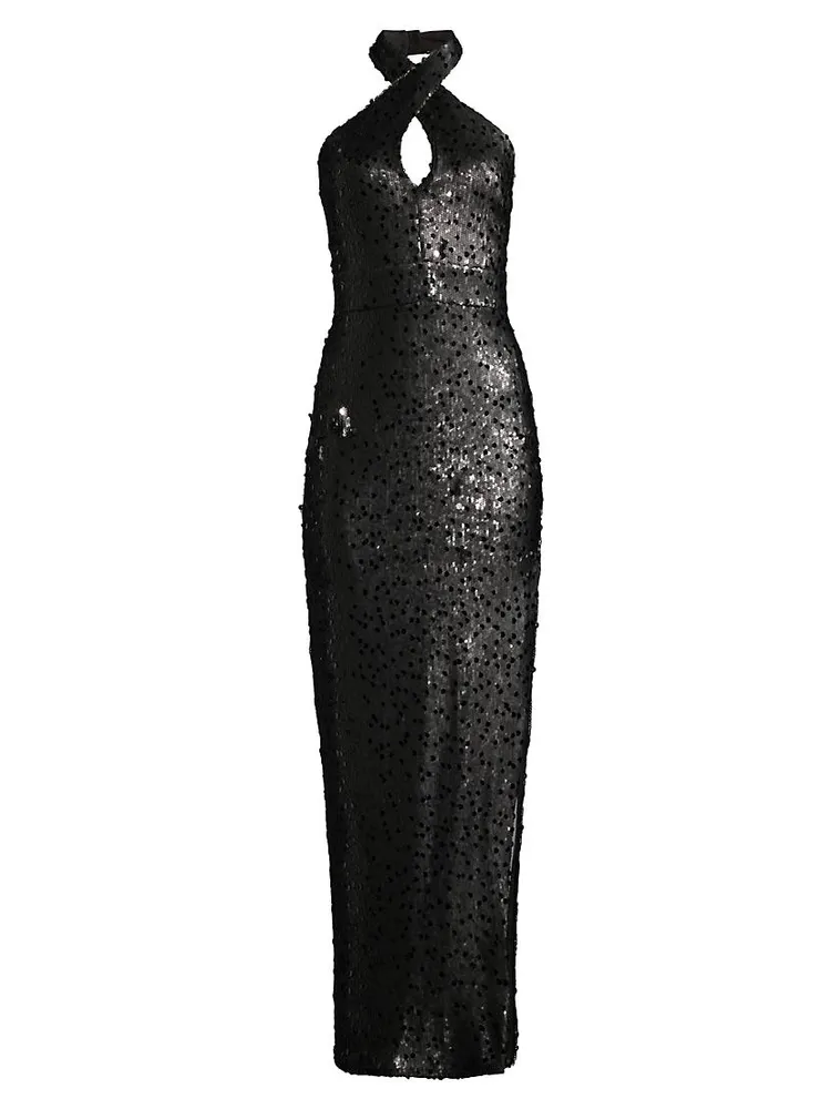 Sequined Halterneck Gown