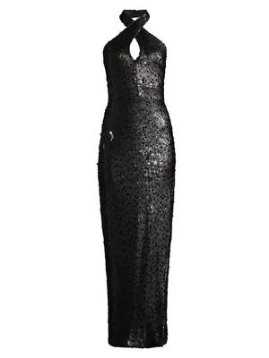 Sequined Halterneck Gown