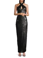 Sequined Halterneck Gown