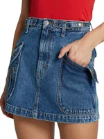 Racer Denim Miniskirt