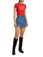 Racer Denim Miniskirt