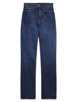 High-Rise Stretch Straight-Leg Jeans