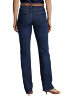 High-Rise Stretch Straight-Leg Jeans