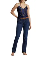 High-Rise Stretch Straight-Leg Jeans