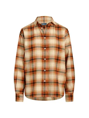 Plaid Cotton Button-Front Shirt