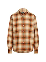 Plaid Cotton Button-Front Shirt