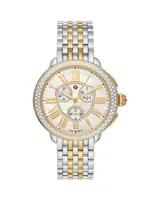 Serein Two-Tone Stainless Steel, Mother-Of-Pearl & 0.62 TCW Diamond Chronograph Watch/38MM x 40MM