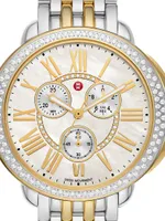 Serein Two-Tone Stainless Steel, Mother-Of-Pearl & 0.62 TCW Diamond Chronograph Watch/38MM x 40MM