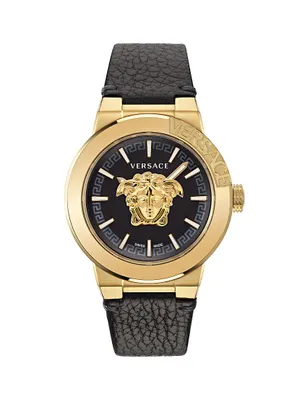 Medusa Infinite IP Yellow Gold & Leather Watch/45MM