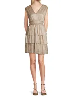 Faye Foil Ruffled Minidress