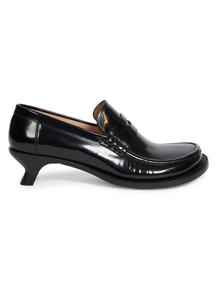 Loewe Tierra 40MM Leather Kitten-Heel Loafer Pumps