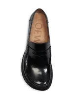 Loewe Tierra 40MM Leather Kitten-Heel Loafer Pumps