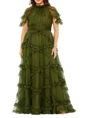 Plus Fabulouss Ruffled Tiered Gown