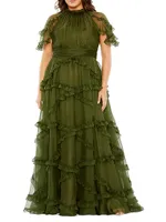 Plus Fabulouss Ruffled Tiered Gown