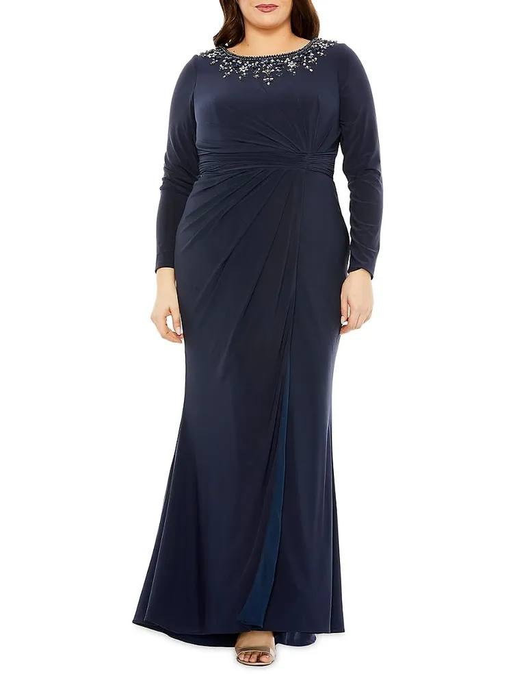 Plus Embellished Jersey Gown