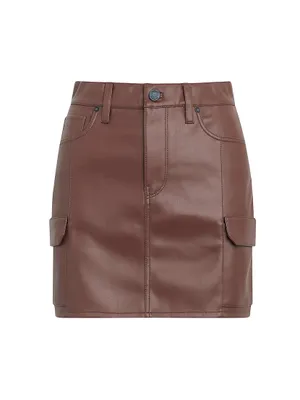 Faux-Leather Cargo Miniskirt
