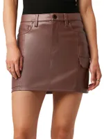 Faux-Leather Cargo Miniskirt