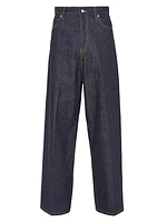 Pleated Five-Pocket Jeans