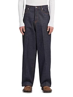 Pleated Five-Pocket Jeans