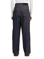 Pleated Five-Pocket Jeans