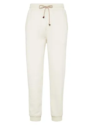 Brushed Cotton French Terry Joggers With Crête Detail