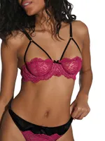 Roxy Colorblocked Lace & Satin Thong