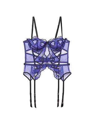 Hendrix Floral Embroidered Mesh Garter Basque Bra