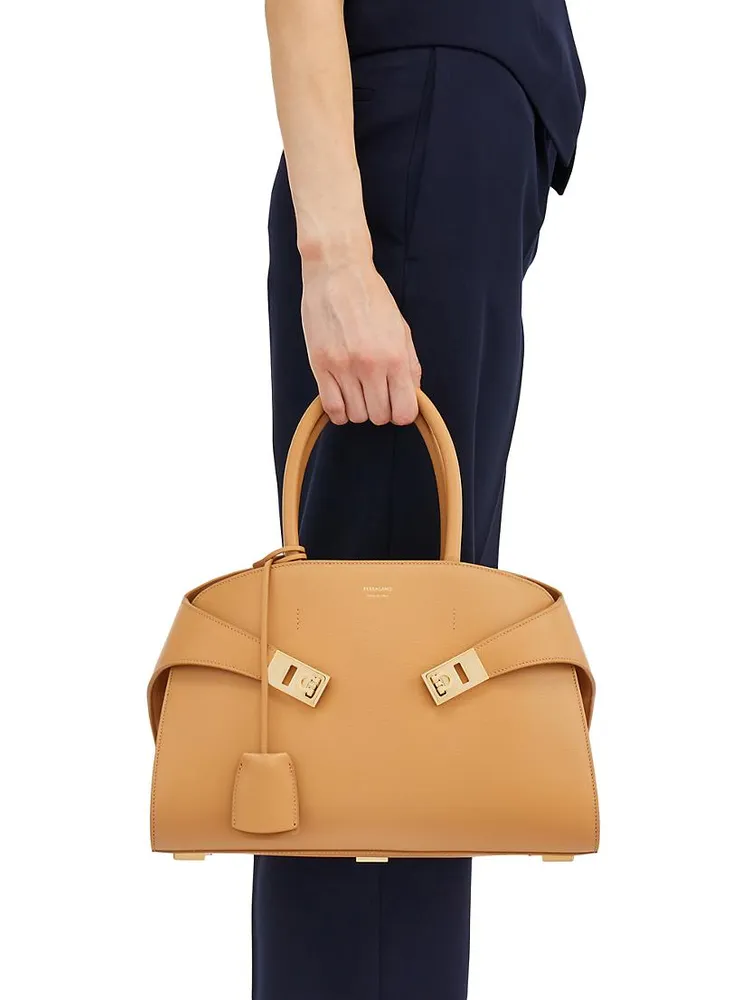 Small Hug Leather Top-Handle Bag