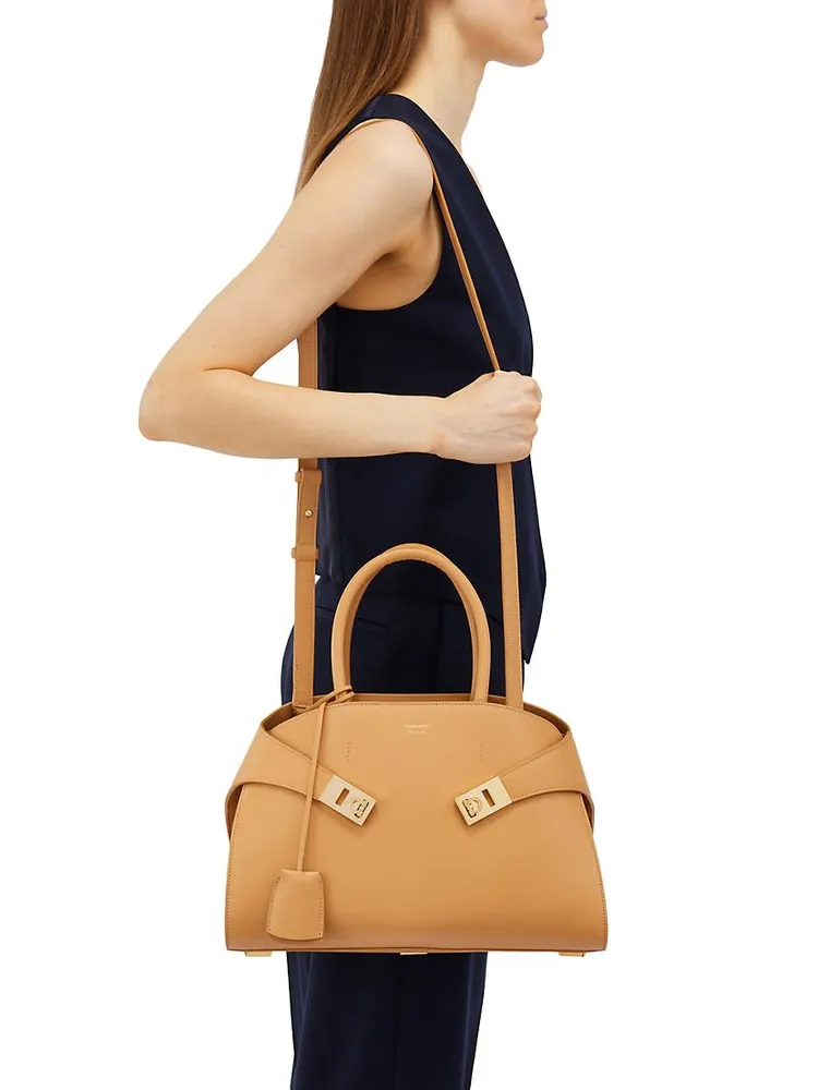 Small Hug Leather Top-Handle Bag