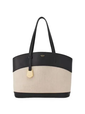 Charming Linen & Leather Tote Bag