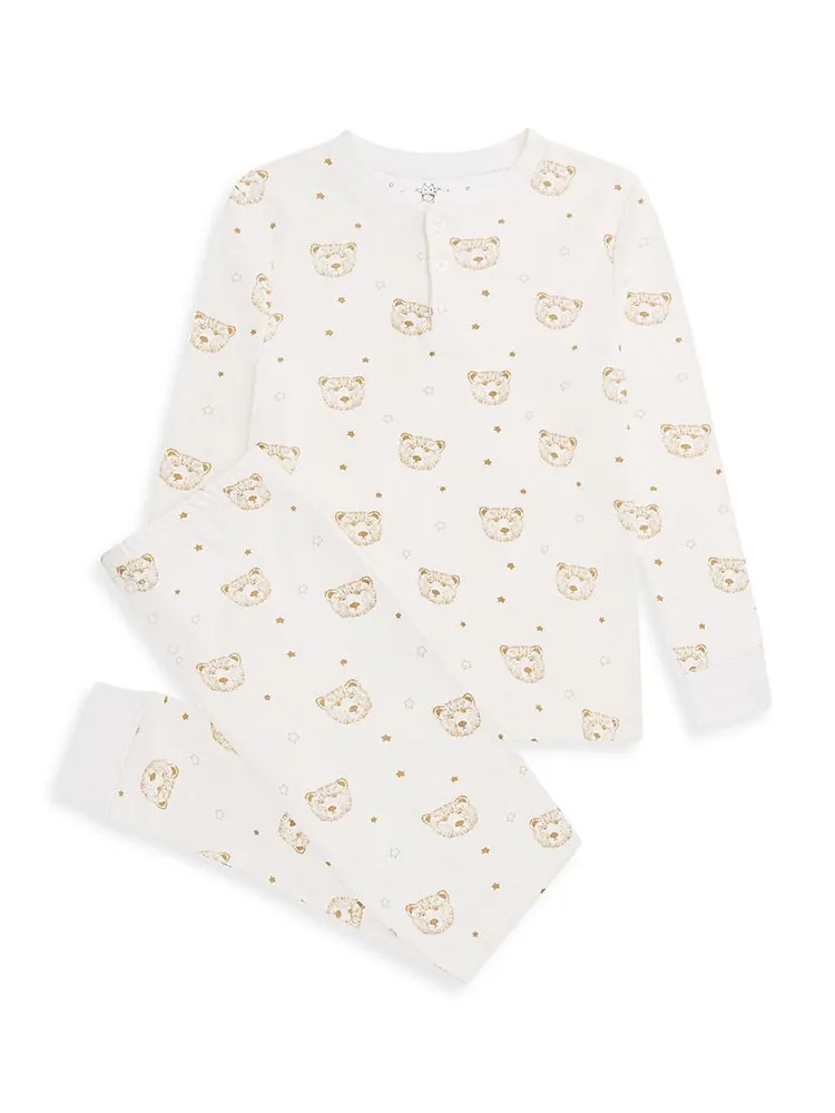 Little Girl's & Bear Print Pajama Set