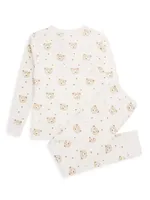 Little Girl's & Bear Print Pajama Set