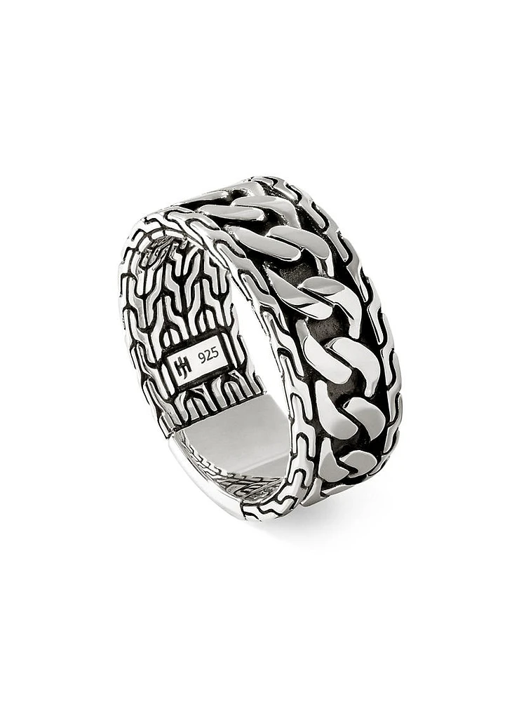 Chain Curb Link Sterling Silver Band Ring