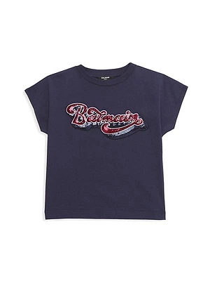 Little Girl's & Girl's Sequin-Embroidered Short-Sleeve T-Shirt