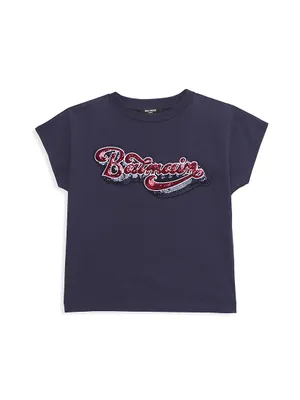 Little Girl's & Girl's Sequin-Embroidered Short-Sleeve T-Shirt