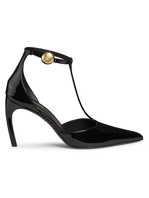 Odette 85MM Patent Leather T-Strap Pumps