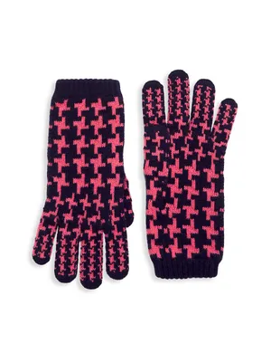 Houndstooth Cashmere Gloves