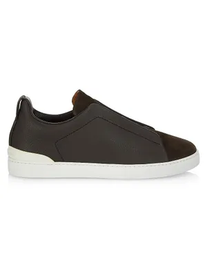 Triple Stitch Leather Low-Top Sneakers