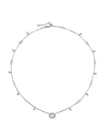 Interlocking G 18K White Gold & 0.27 TCW Diamond Station Necklace