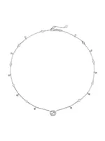 Interlocking G 18K White Gold & 0.27 TCW Diamond Station Necklace