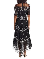 Floral Guipure Lace Midi-Dress