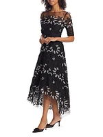 Floral Guipure Lace Midi-Dress