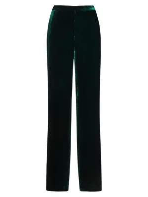 Velvet Silk-Blend Straight-Leg Pants