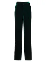 Velvet Silk-Blend Straight-Leg Pants